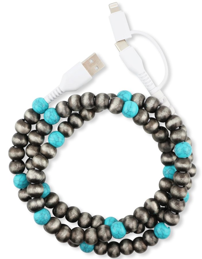 Beaded 2-in-1 Charging Cable, Charcoal