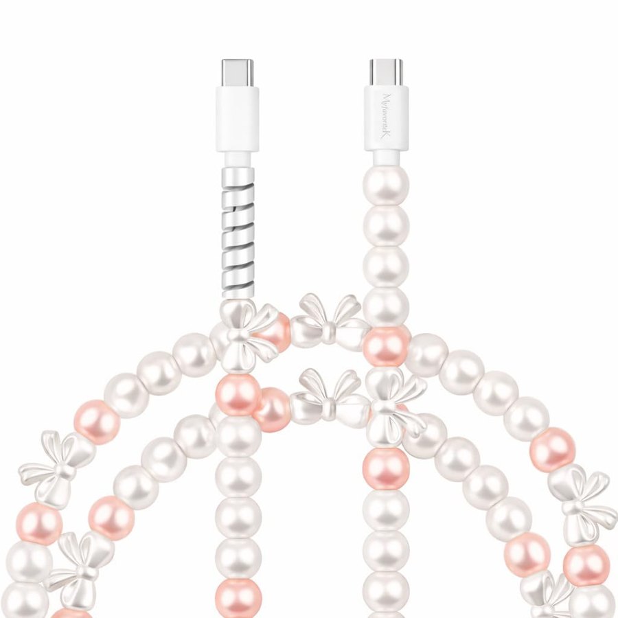 Pearl Bow Charging Cable, Pink